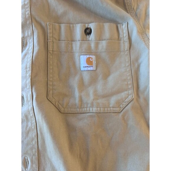 Carhartt Rugged Flex Relaxed Fit Button Down Shirt Men's Size M Short-Sleeve Bei - Picture 3 of 10